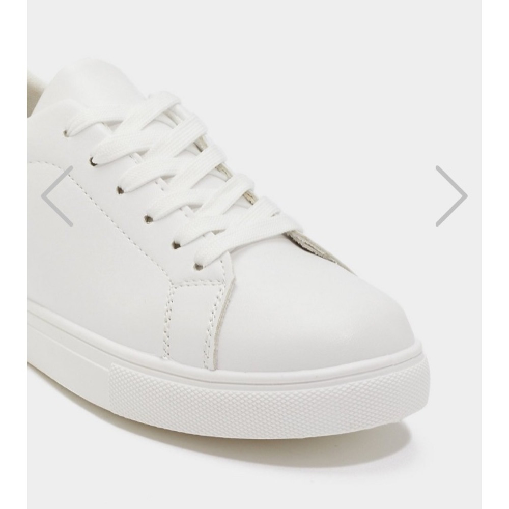 Nasty Gal Faux Leather White Lace-Up Sneakers - Picture 4 of 7